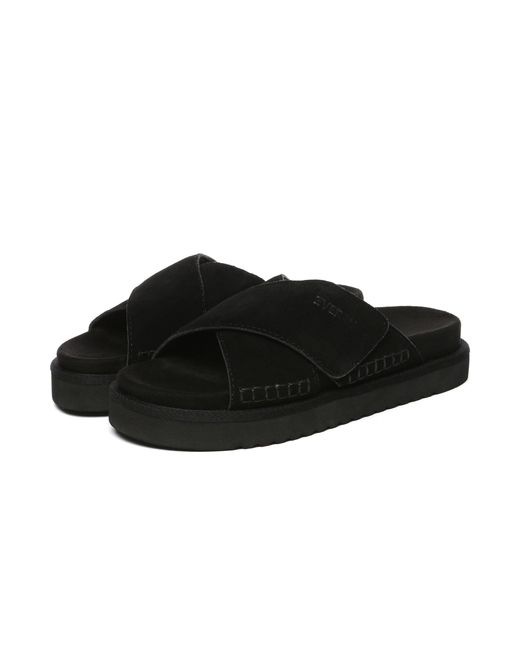 EverAu Australia Black Rose Leather Sandals