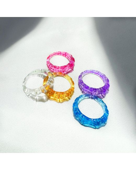 Gold & Honey Purple Bamboo Rings Set Of Five