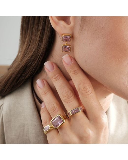LINYA JEWELLERY Metallic Lyra Oval Crystal Stone Little Finger Knight Ring