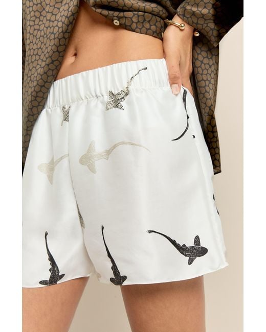 Lily Rou White Silk Mara Relaxed Shorts