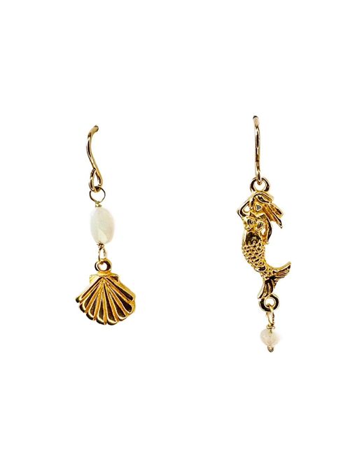 Lexi Jewelry Metallic Mermaid & Scallop Shell Dangly Earrings