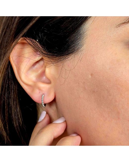Harfi Metallic Dainty Beaded Huggie Hoop Sterling Earrings