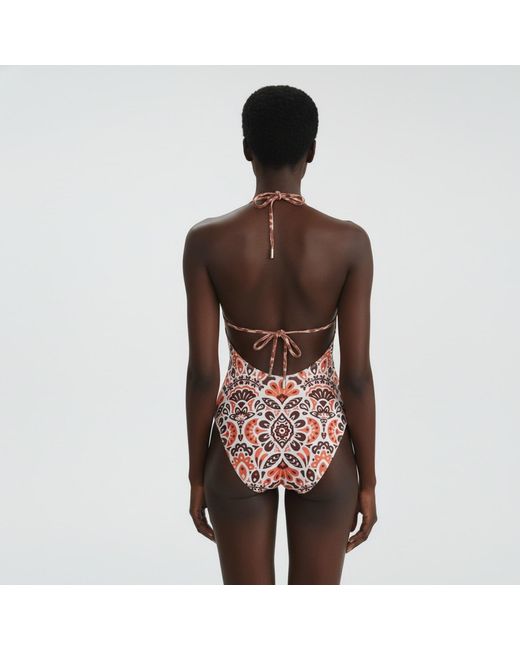 Jessie Zhao New York Orange Neutrals Savanna Reversible One Piece Swimsuit