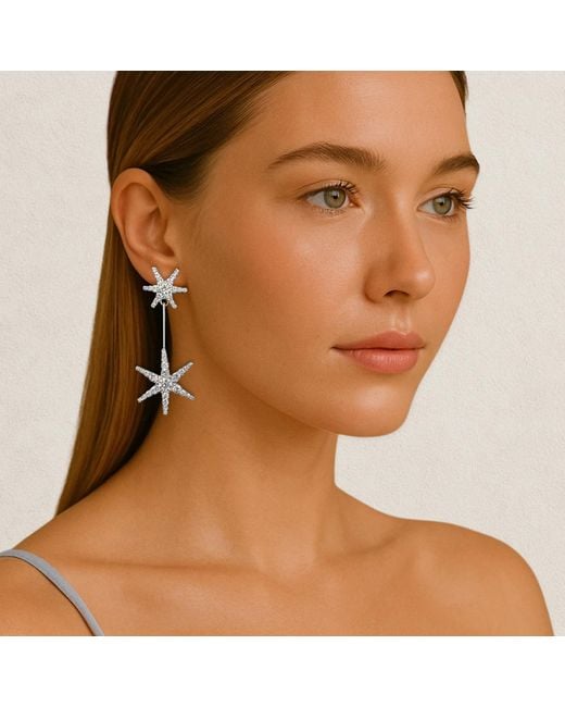 Maison De Gala White Starlight Drop Earrings