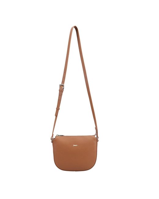 Paul Costelloe Brown Hazara Leather Crossbody Bag