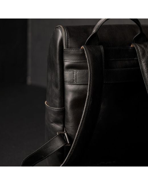 Time Resistance Black Large Leather Backpack