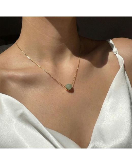 seree Metallic Equinox Green Bead Jade Necklace