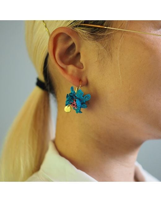 Nana Watanabe Blue Swell Wave-Inspired Embroidered Earrings