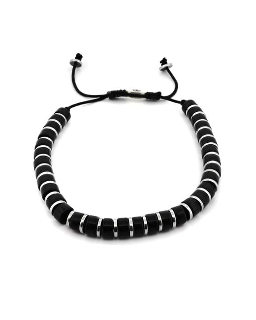 Ebru Jewelry Multicolor Onyx Stone Beaded Adjustable Bracelet for men