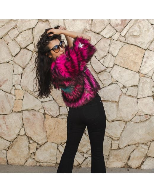 Jennafer Grace Multicolor Planet Queen Faux Fur Jacket