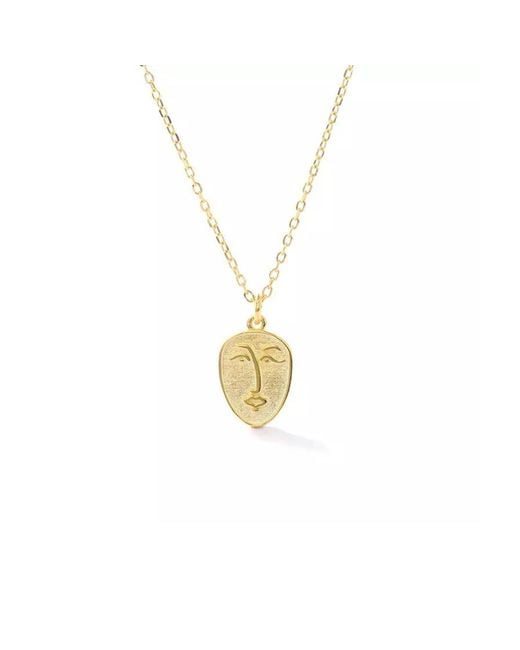 Spero London Metallic Abstract Face Monogram Medal Art Sterling Necklace