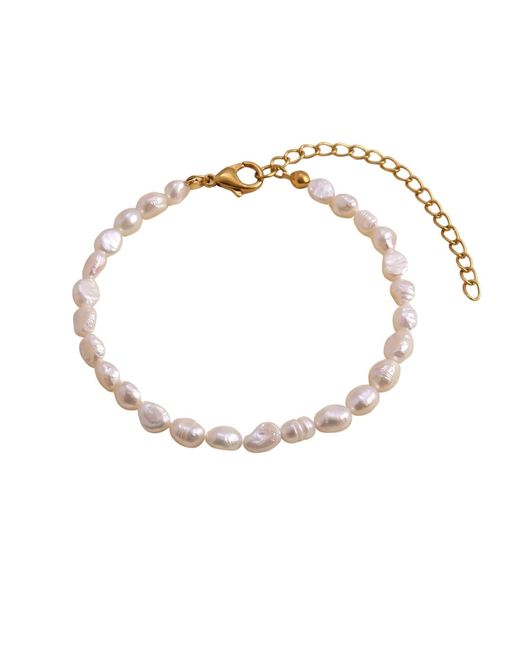 Harfi Metallic Plated Natural Freshwater Pearl Bracelet