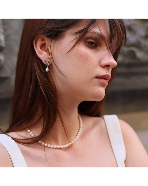 Spero London Metallic Small Natural Freshwater Real Pearl Strand Necklace