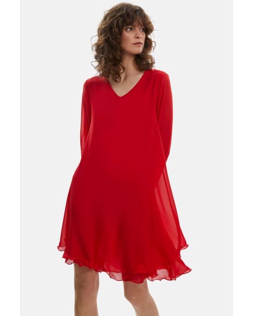 James Lakeland Red Long Sleeve Wave Hem Dress