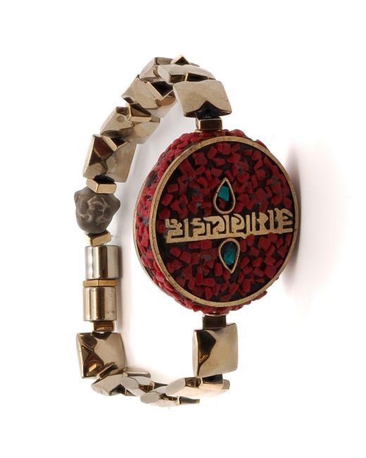 Ebru Jewelry Brown Om Mani Padme Hum Coral Mantra Bracelet