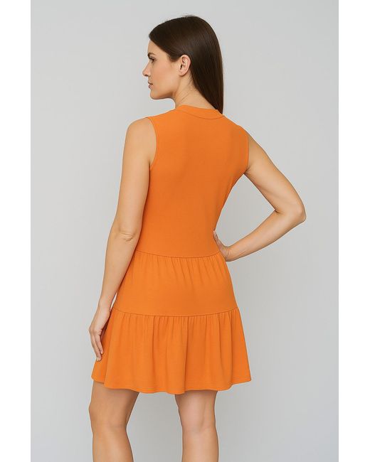 Conquista Orange Dark Jersey Dress – Above Knee, Relaxed Fit, Cotton Blend
