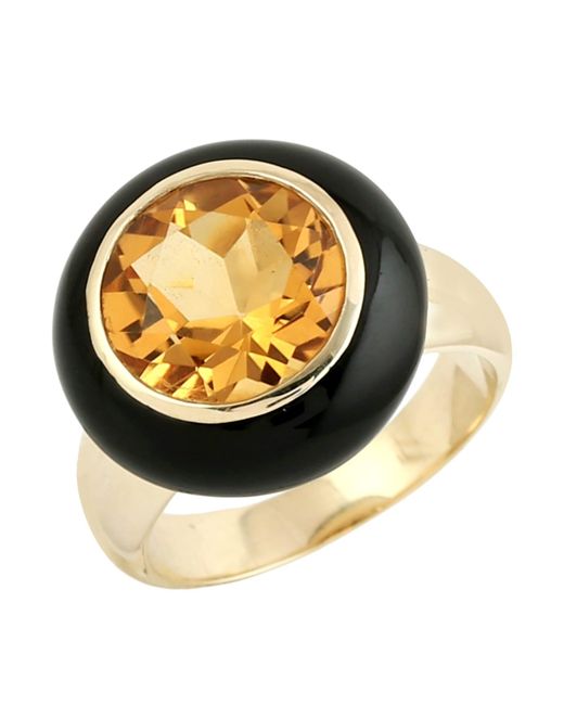 Artisan Metallic Citrine & Enamel Cocktail Ring