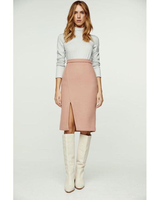 Conquista Brown Colour Faux Mouflon Pencil Skirt