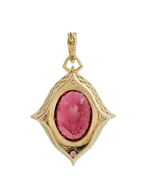 Artisan One Of Kind Oval Shape Pink Tourmaline With Diamond Statement Designer Pendant