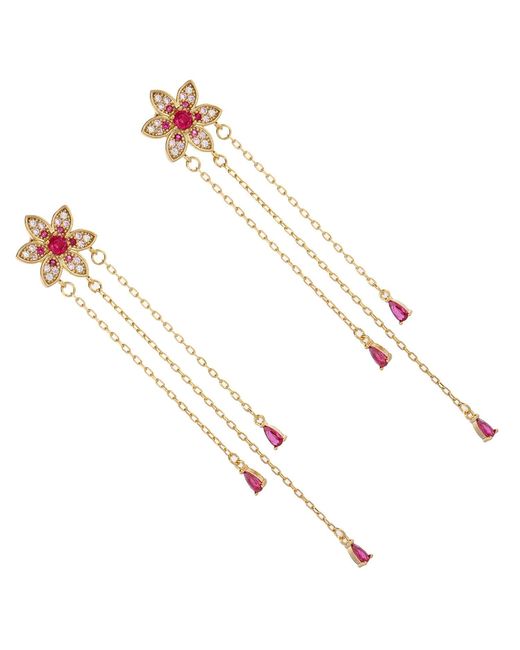 Ebru Jewelry Metallic Blossom Glow Ruby Drop Earrings
