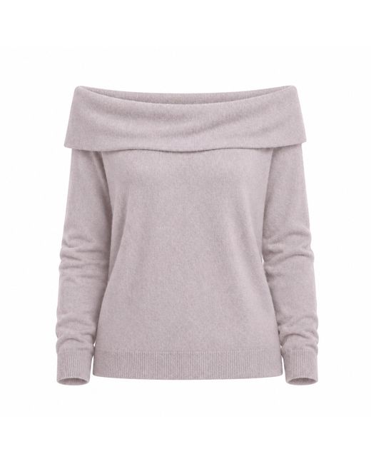 Fiora Muse Purple Off-Shoulder Cashmere Sweater