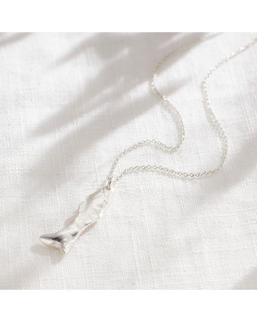 Posh Totty Designs White Small Fortune Fish Pendant Necklace