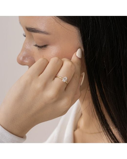 Diamonbliss Metallic Embellished Swarovski Stone Plated Sterling Solitaire Oval Cut Ring One Carat