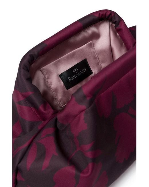 RainSisters Purple Burgundy Floral Clutch Bag
