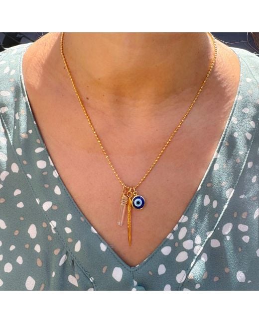Lexi Jewelry Metallic Evil Eye, Crystal & Mien Stick Necklace