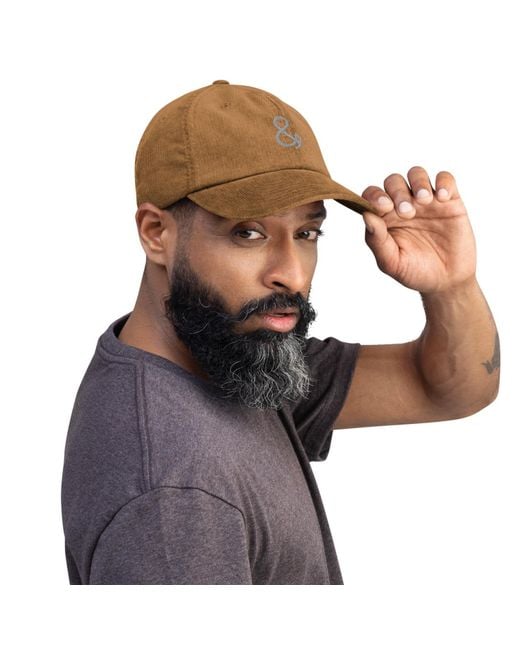 Anchor and Crew Brown Camel Ampersand Signature Embroidered Corduroy Cap for men