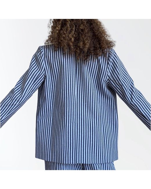 London Atelier Byproduct Blue Striped Tailored Blazer