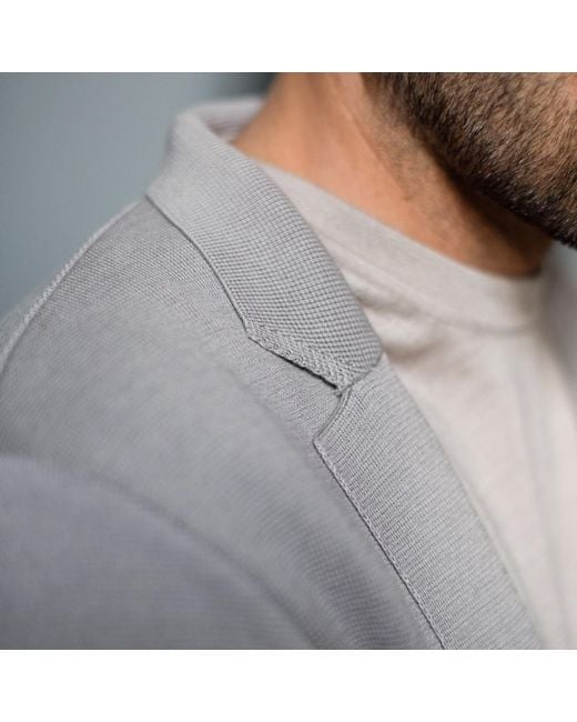 Paul James Knitwear Gray Lightweight Mercerised Cotton Giuseppe Knitted Blazer for men