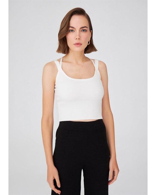 Peraluna White Strap Knitwear Bustier