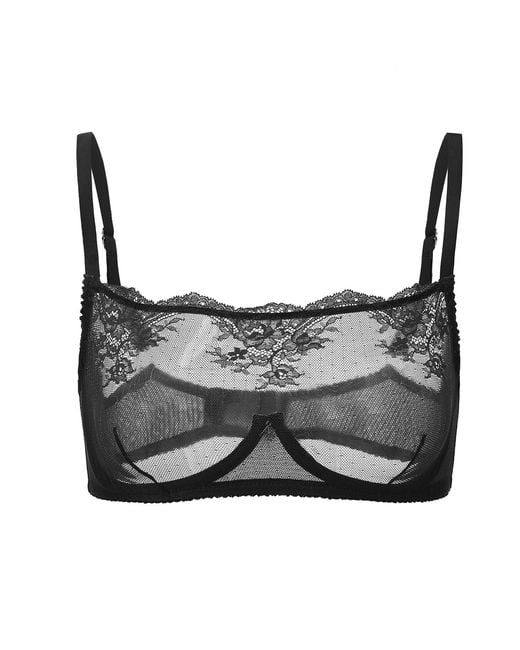 Amour D'agnette Gray Kim High-Neck Sheer Lace Underwire Bra