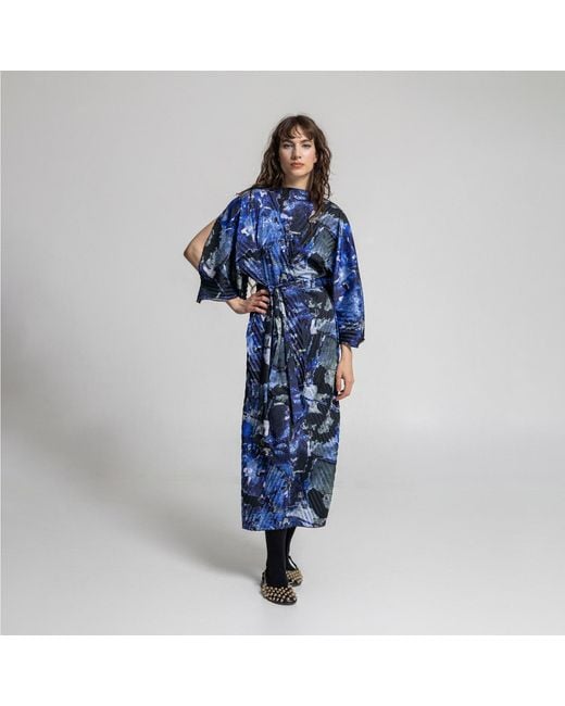 ARTISTA Blue Secret Stories Pleated Midi Dress