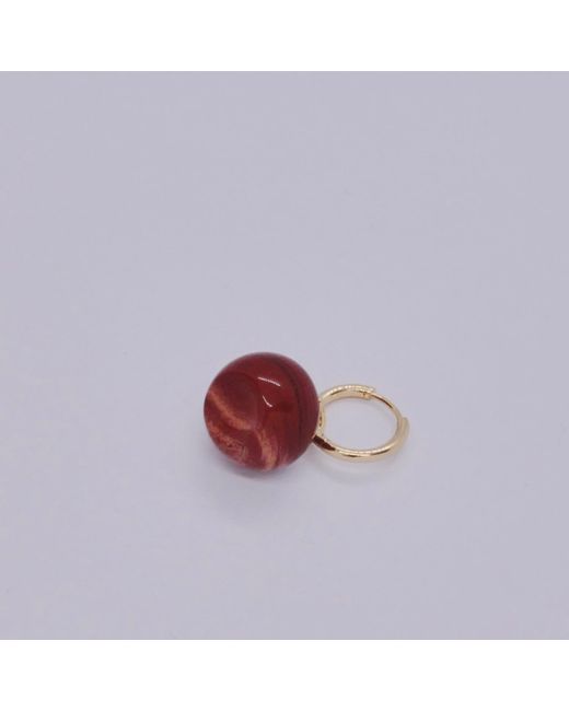 VALERIE CHIC Red Apple Jasper Hoop Earrings 18K