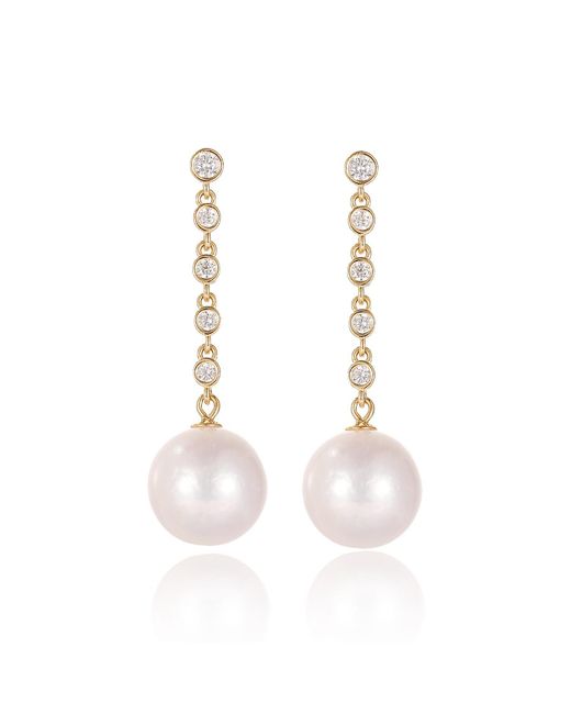 Classicharms Metallic Electra Vermeil Diamond Rivière Pearl Drop Earrings
