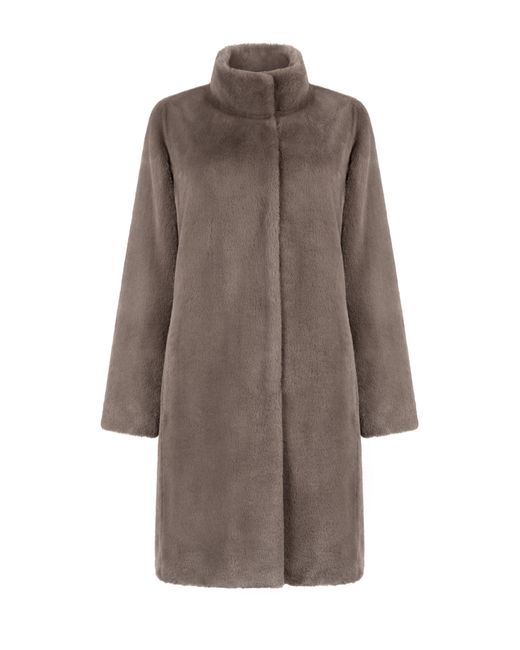 ISSY LONDON Brown Bette Coat Vegan Faux Soft Pile Fur Taupe