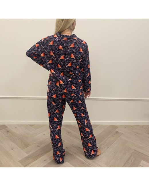 Lula-Ru Blue Ceri's Robin Print Pj Set