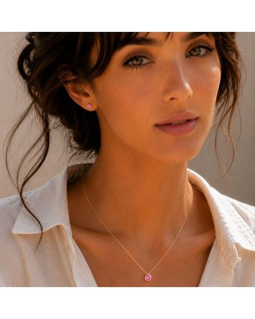Lily Flo Jewellery Pink Sapphire Bezel Set Earrings