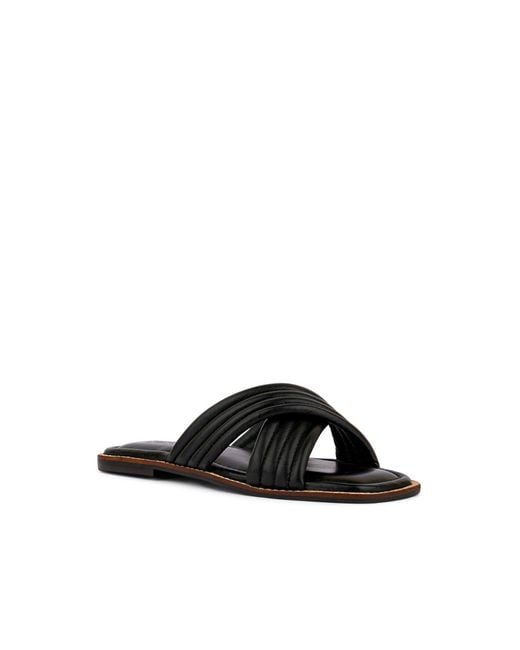 Rag & Co Black Eura Quilted Leather Flats By Rag & Co