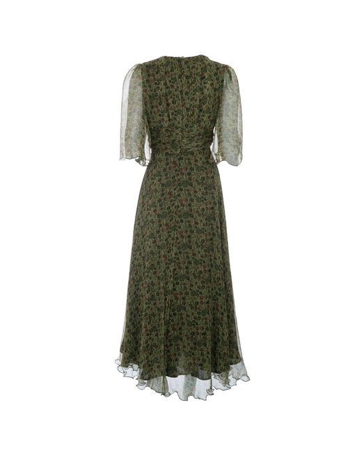 Sofia Tsereteli Green Floral Silk Gown
