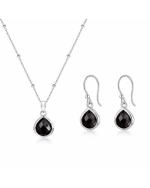 The Jewellery Store London Metallic Pear-Shaped Onyx Jewellery Set