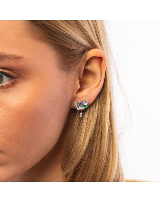 Spero London Metallic Pansy Floral Earring