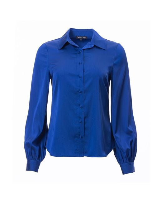 Carloslines Blue Button Down Long Sleeve Shirt