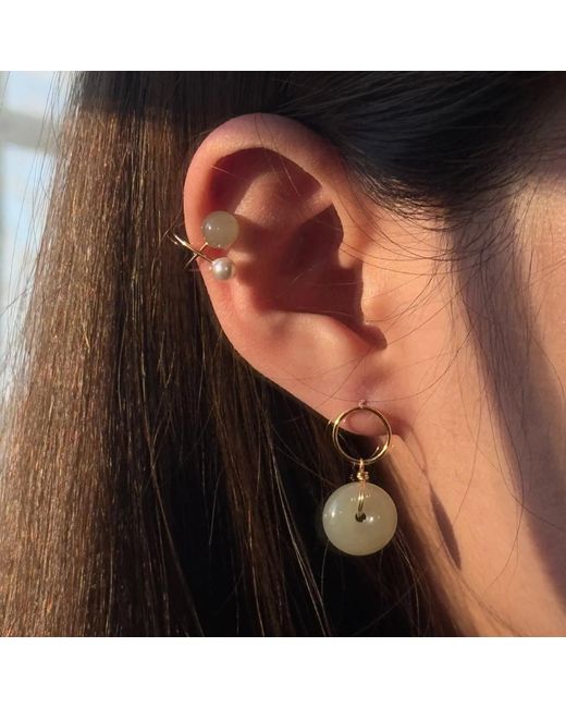 seree Green Colette Jade And Pearl Ear Cuffs