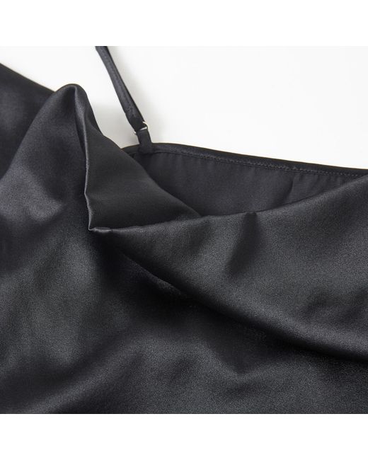 Soft Strokes Silk Black Pure Mulberry Silk Cowl Neck Camisole, Spaghetti Strap