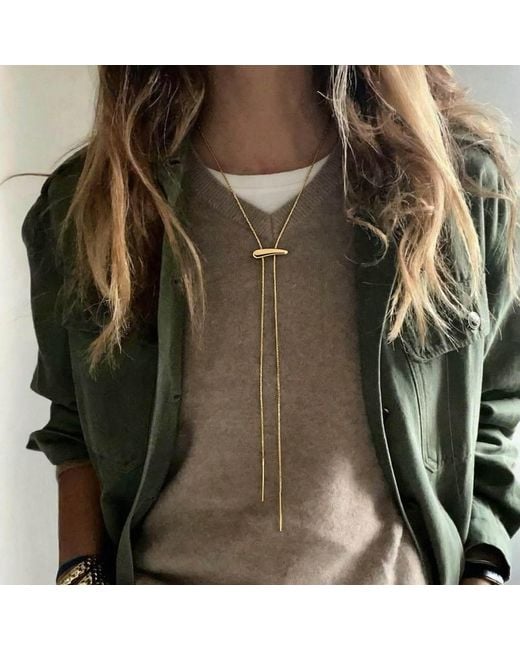 Amadeus White Lines Long Nuget Chain Necklace