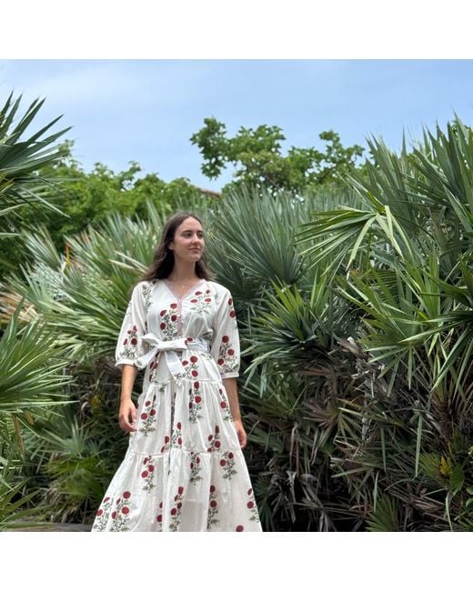 Pick Happy White Botanica Maxi Cotton Dress Rouge