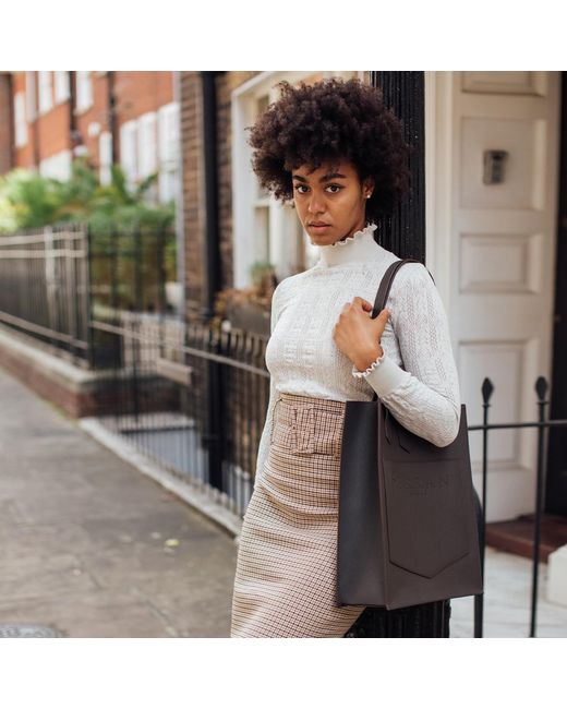 SEREN LONDON Brown Leather Tote Bag Chocolate